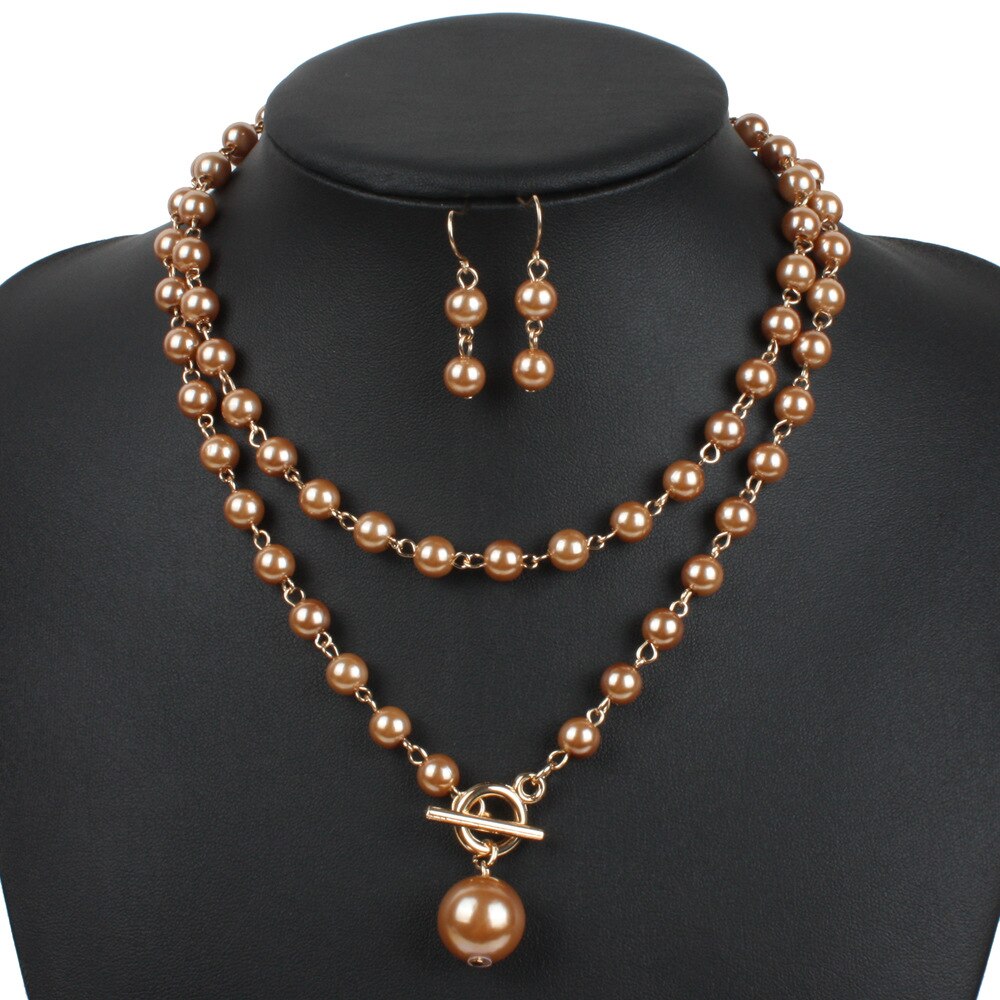 Pearl Drop Layered Jewelry Set