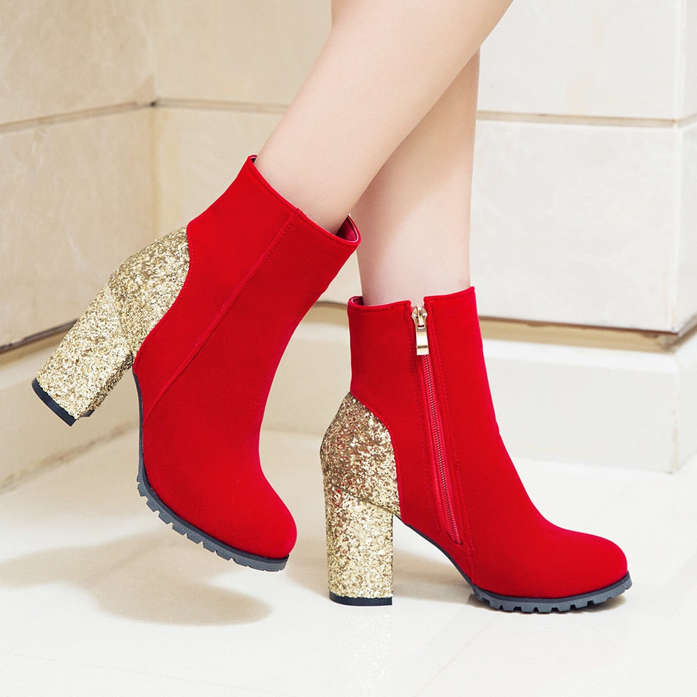 Crystal High Heel Booties