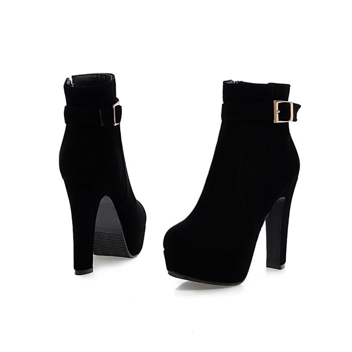 Buckle High Heel Platform Booties