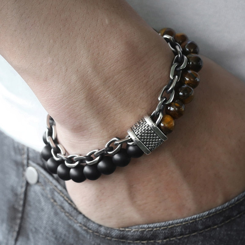 Split Layered Beaded Chain Bracelet