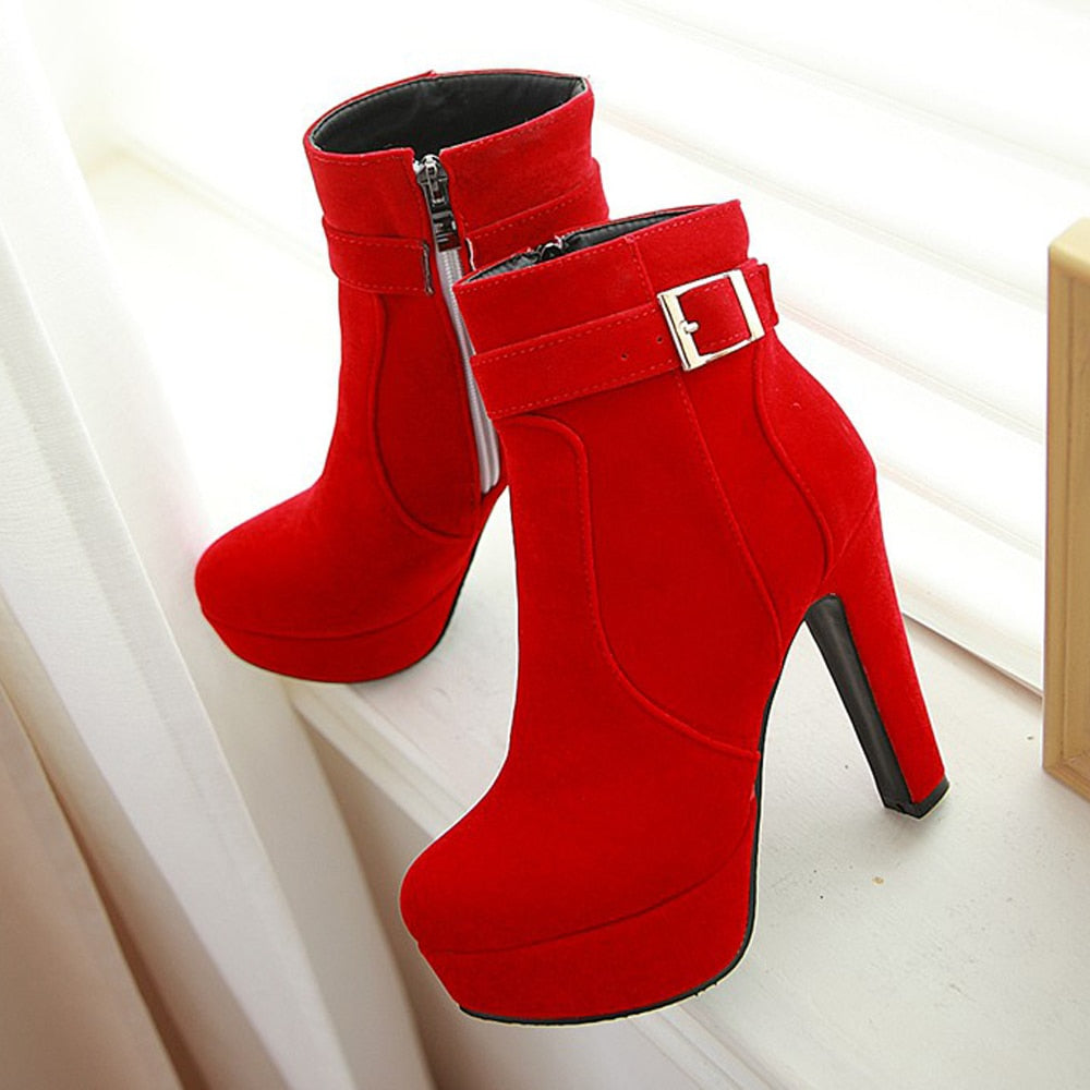 Buckle High Heel Platform Booties