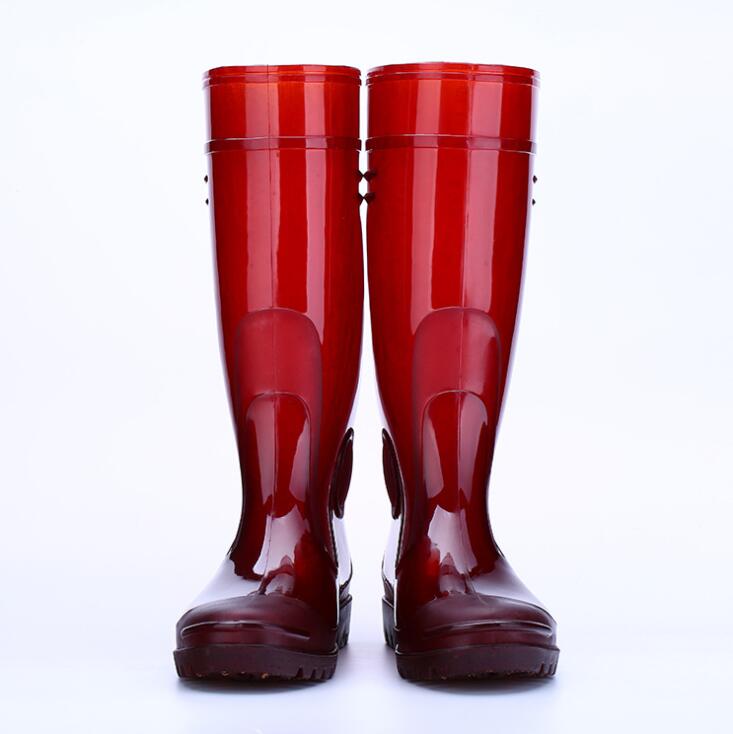 Red Waterproof Knee-High Rain Boots