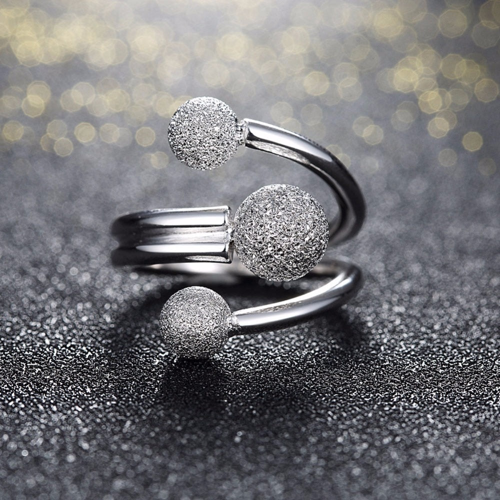 Silver Textured Ball Wrap Ring