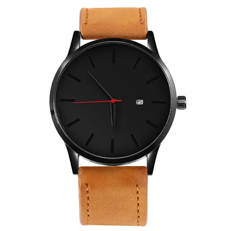 Round Leather Strap Watch