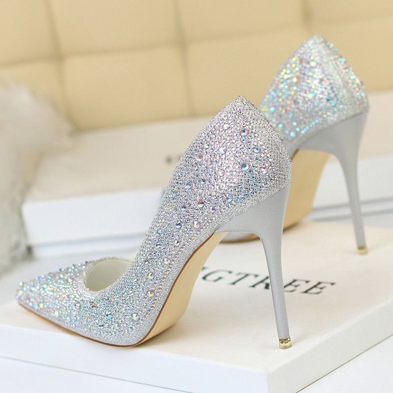 Penelope Pointed Rhinestone High Heel Pumps