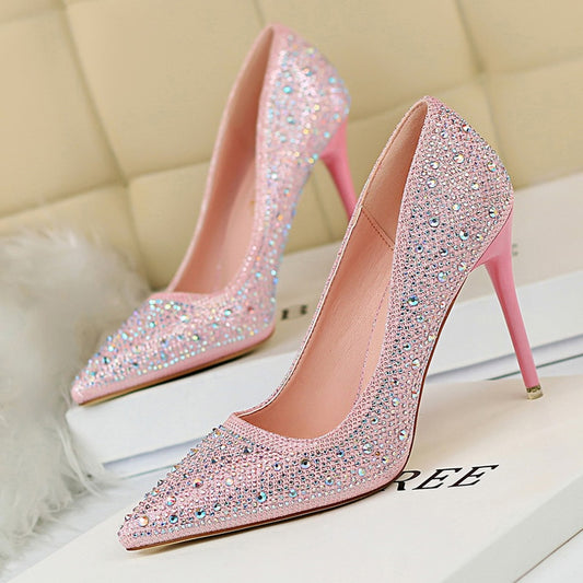 Penelope Pointed Rhinestone High Heel Pumps