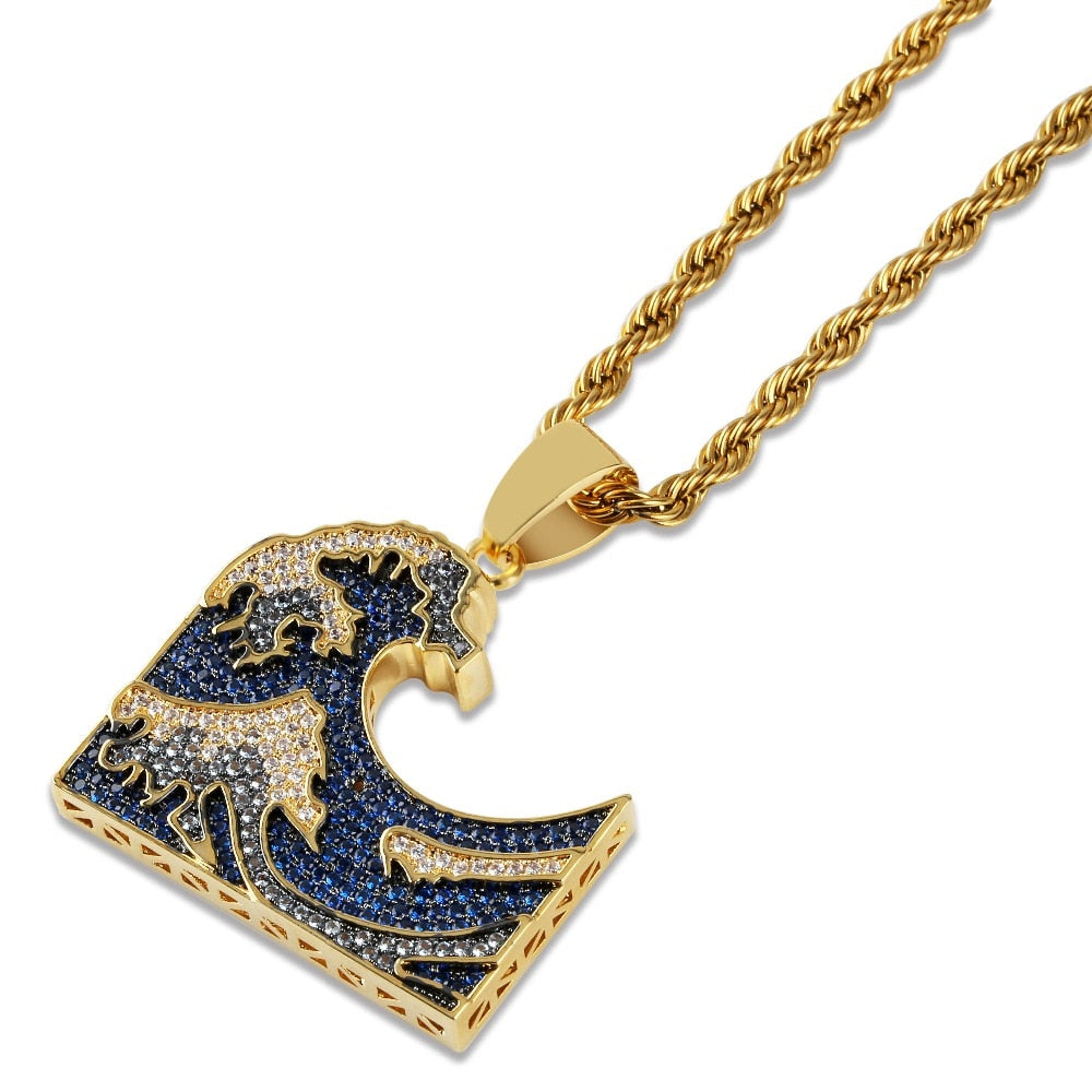 Rhinestone Ocean Pendant Necklace