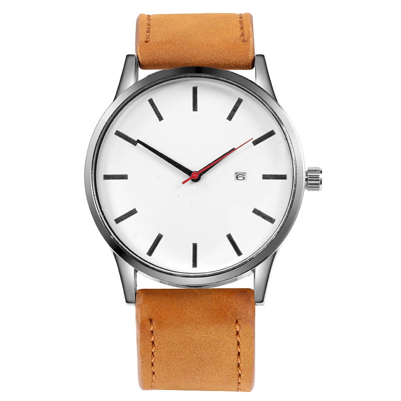 Round Leather Strap Watch