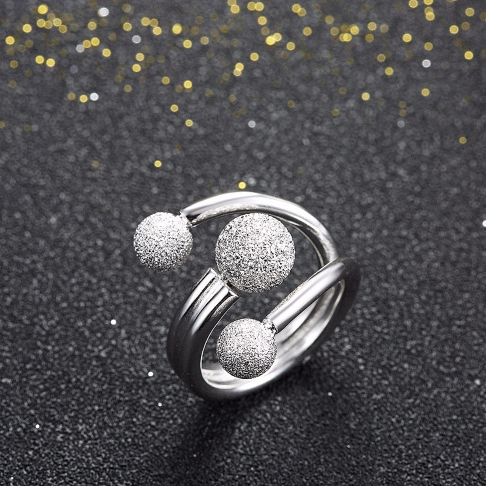 Silver Textured Ball Wrap Ring