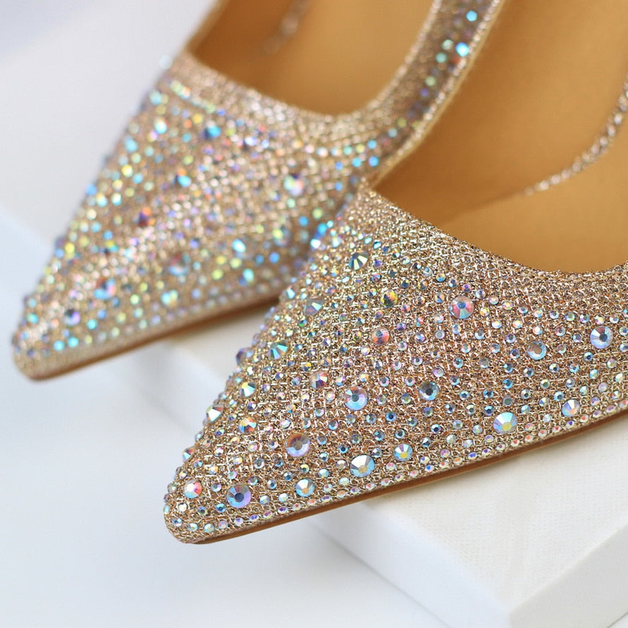 Penelope Pointed Rhinestone High Heel Pumps