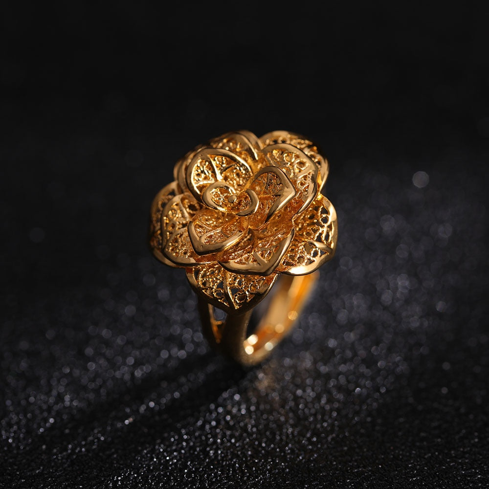 Embellished Gold Rose Ring