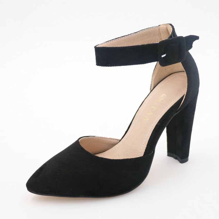 Pointed Ankle Strap High Heel Pumps