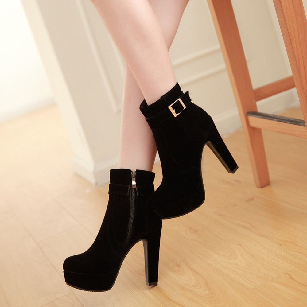 Buckle High Heel Platform Booties