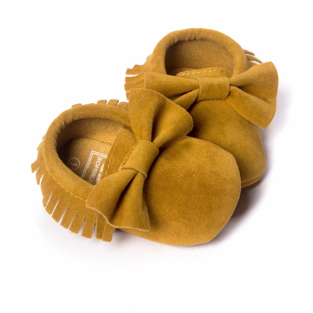 Bowtie Moccasin Suede Baby Shoes