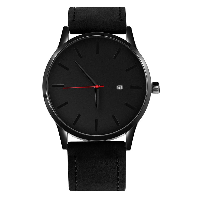 Round Leather Strap Watch