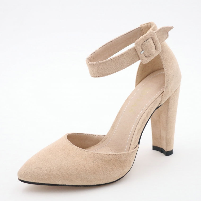 Pointed Ankle Strap High Heel Pumps