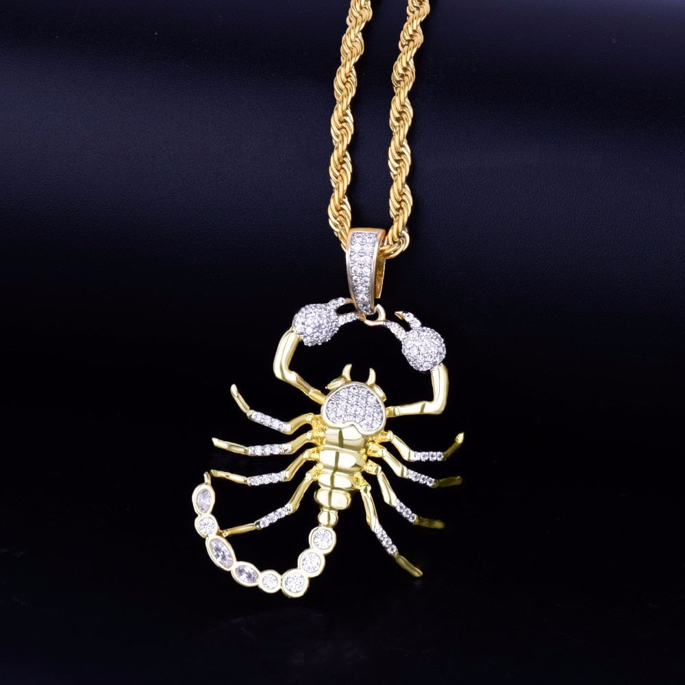 Rhinestone Scorpion Pendant Rope Chain Necklace