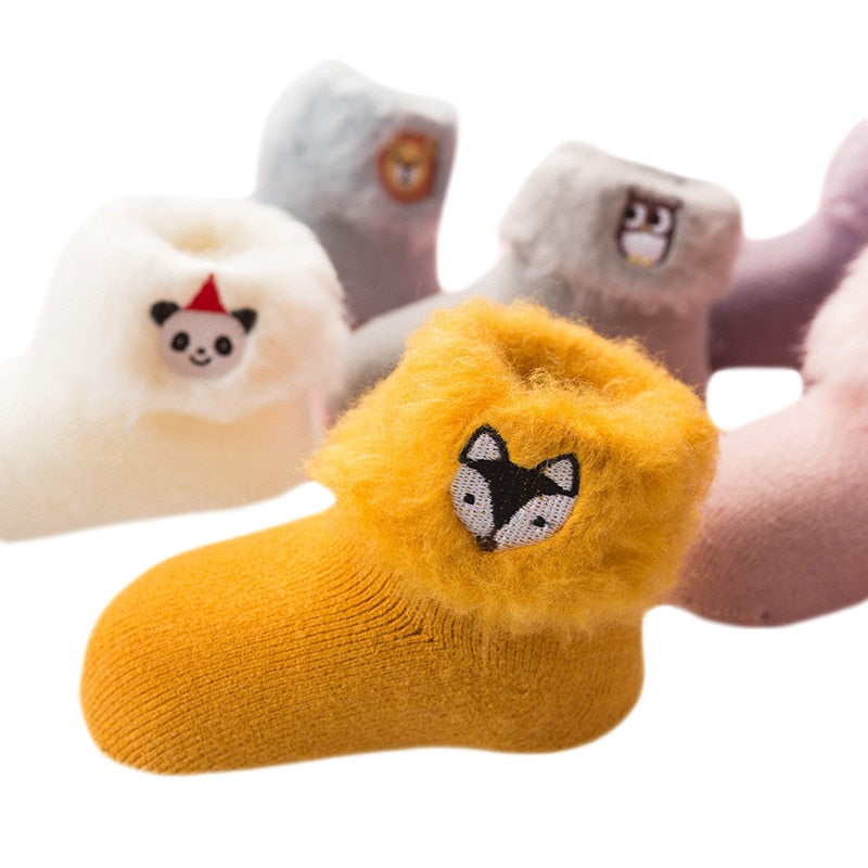 Embroidered Cartoon Thick Fur Baby Socks