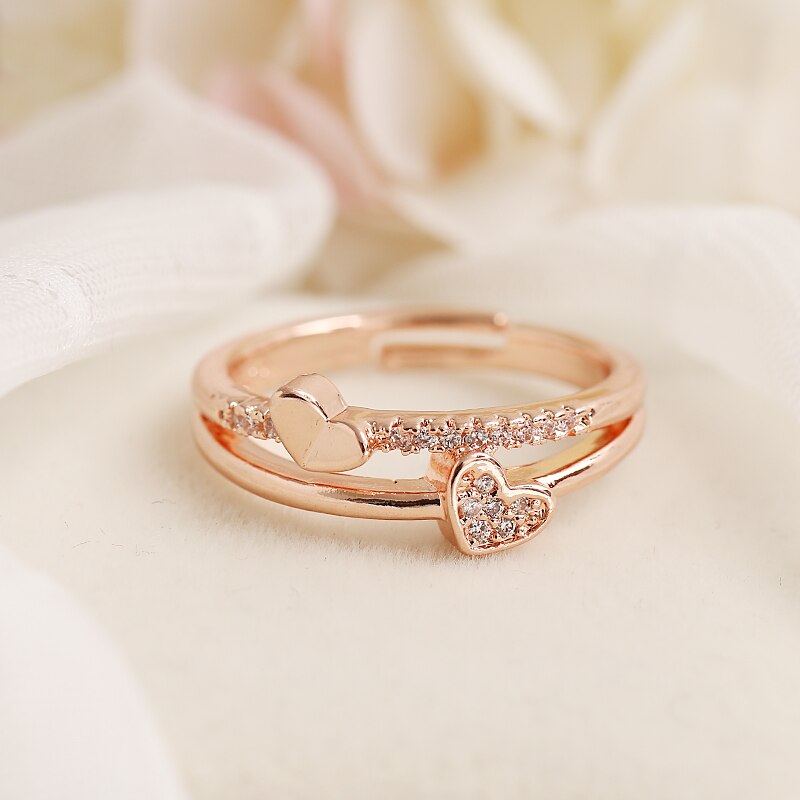 Rhinestone Layered Heart Ring