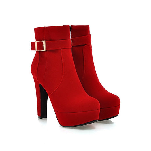 Buckle High Heel Platform Booties