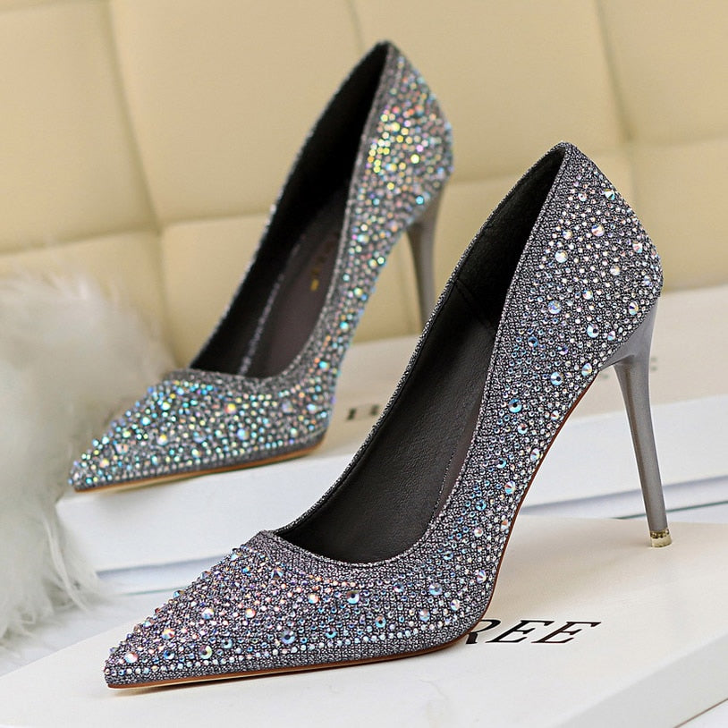 Penelope Pointed Rhinestone High Heel Pumps