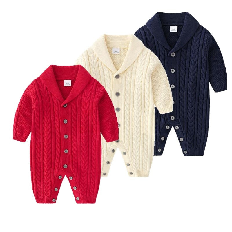 Long Sleeve Button Up Knitted Baby Sleeper