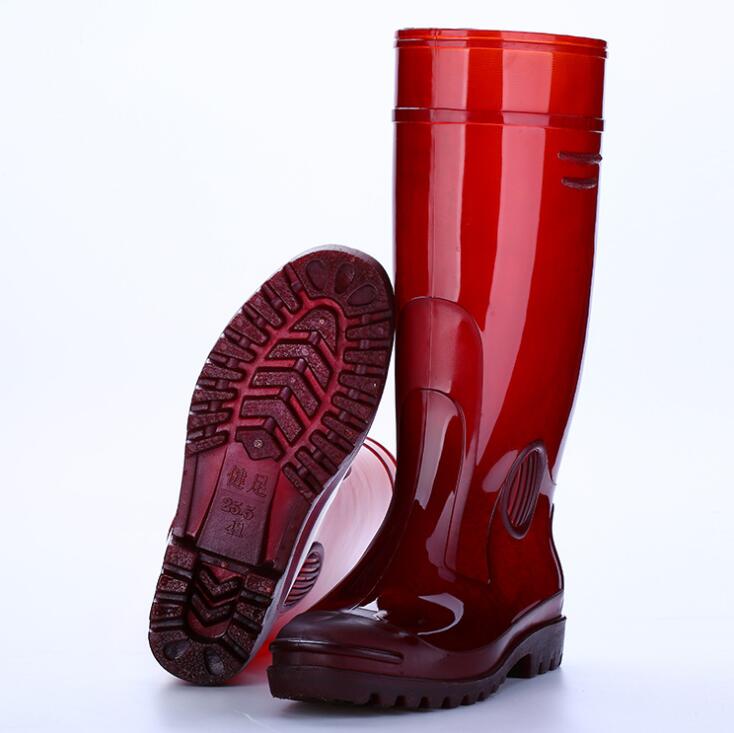 Red Waterproof Knee-High Rain Boots