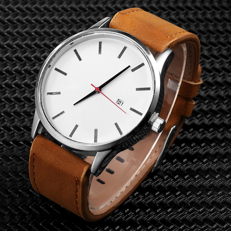 Round Leather Strap Watch