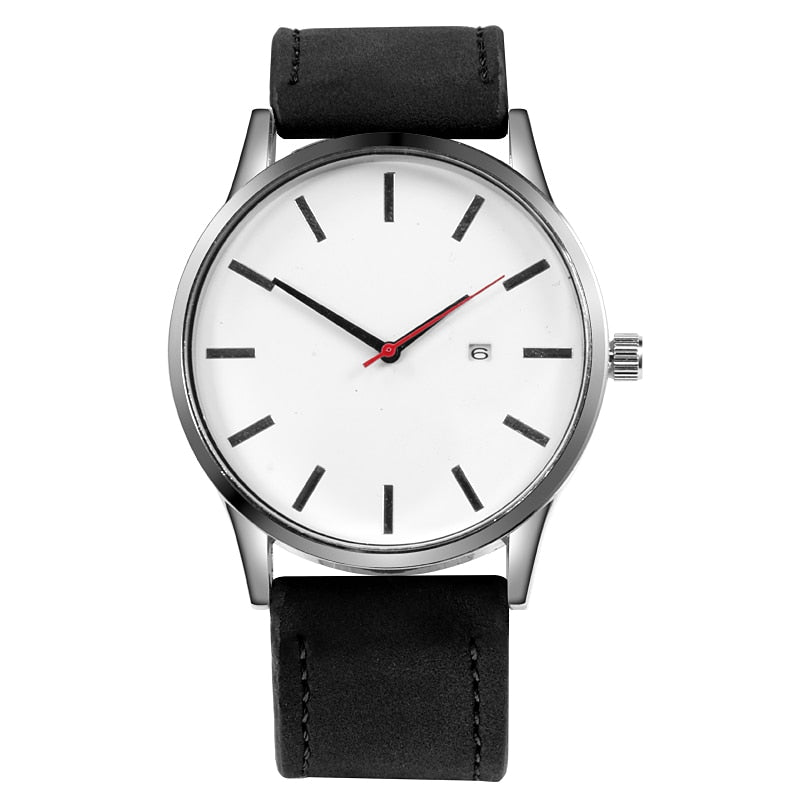 Round Leather Strap Watch