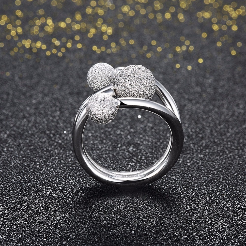 Silver Textured Ball Wrap Ring