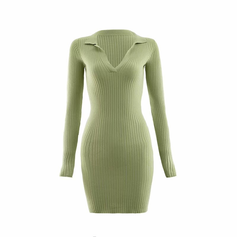 Long Sleeve Ribbed Mini Dress