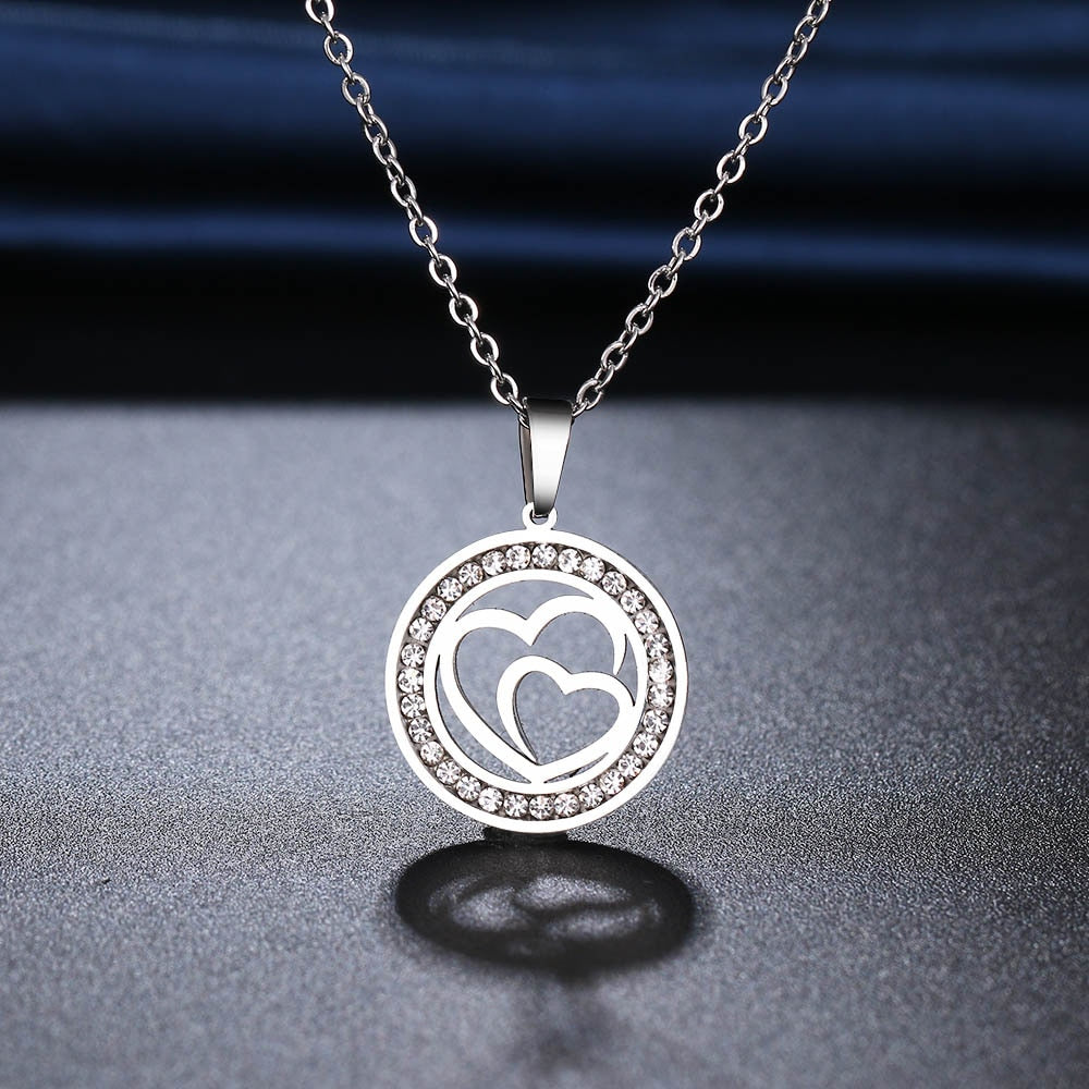 Rhinestone Love Pendant Necklace