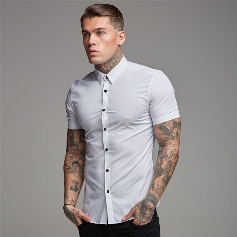 Short Sleeve Button Up Dress Shirt