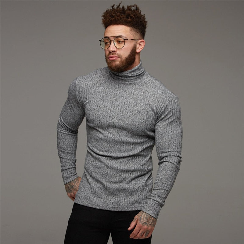 Turtleneck Ribbed Pullover Sweater