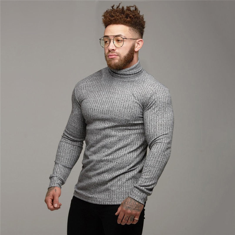 Turtleneck Ribbed Pullover Sweater