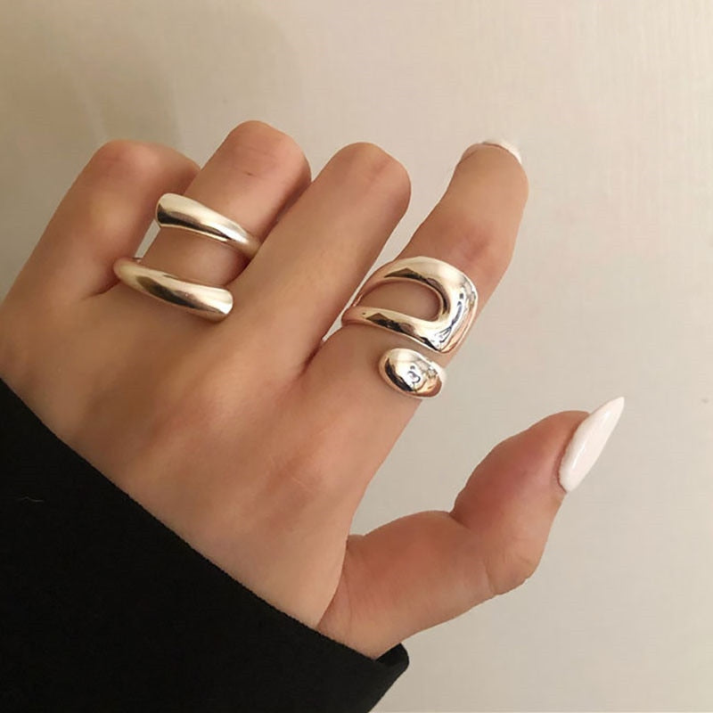 2pcs Silver Chrome Wrap Ring Set