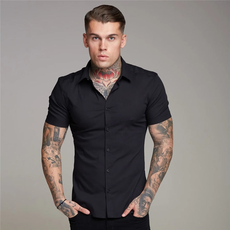 Short Sleeve Button Up Dress Shirt