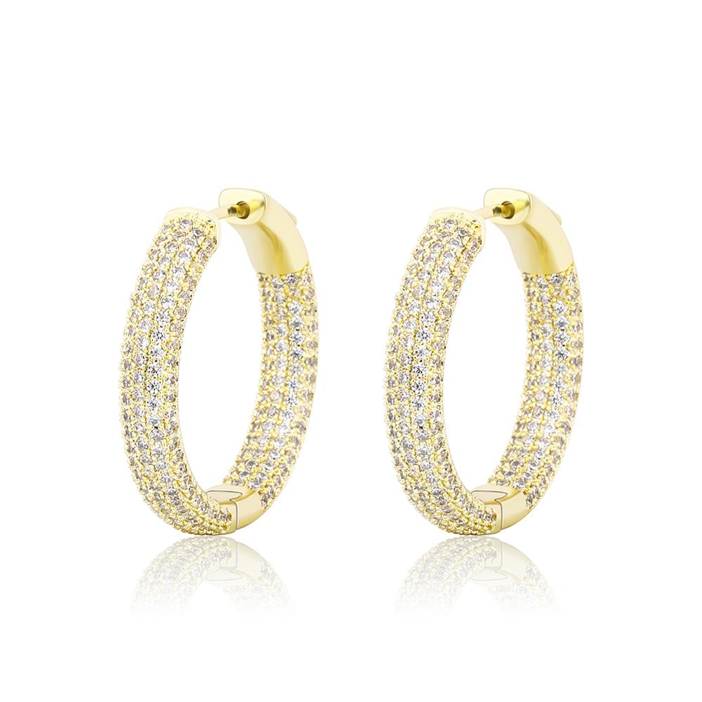 Quilted Rhinestone Round Hoop Earrings