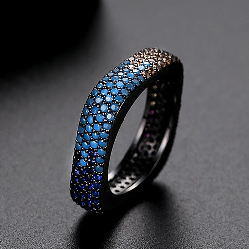 Blue Gold Ombre Square Rhinestone Ring