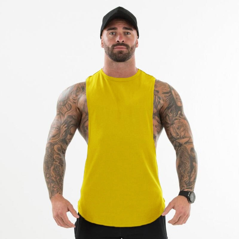 Extended Sleeveless Cotton Activewear T-Shirt