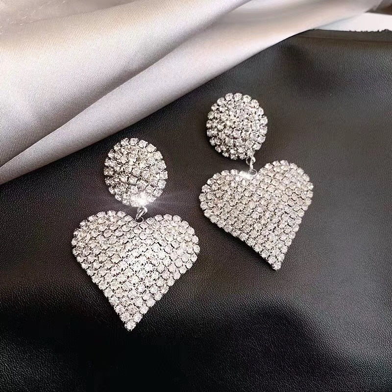 Heart Drop Pendant Earrings