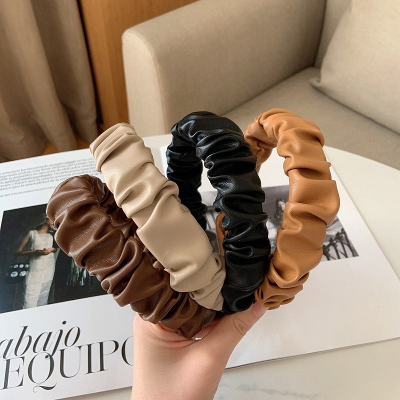 Leather Ruffle Headband