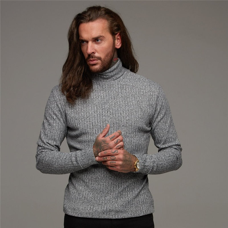 Turtleneck Ribbed Pullover Sweater