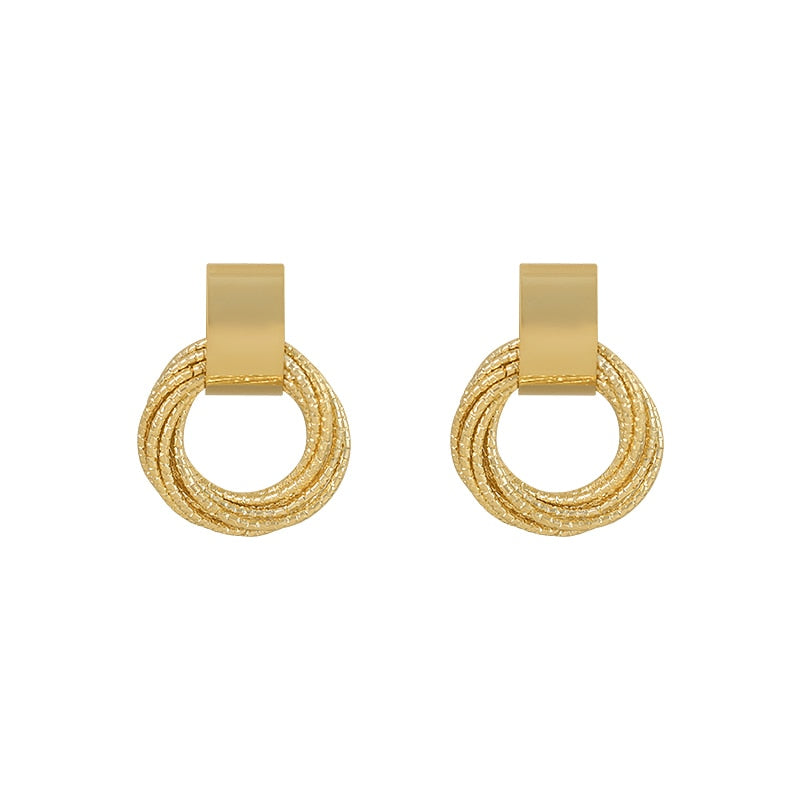 Gold Rolled Rope Drop Earrings