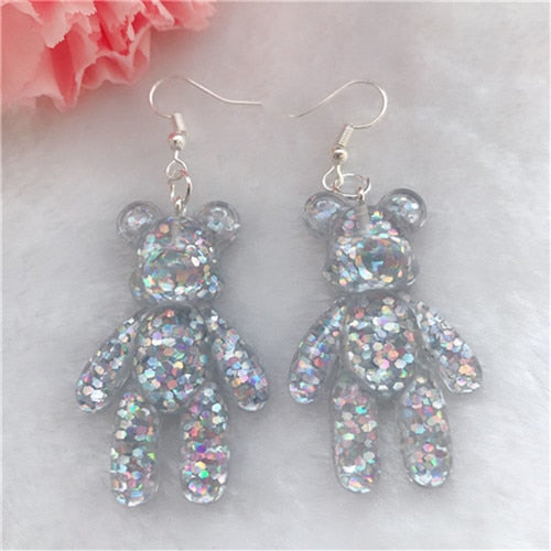 Glitter Bear Drop Earrings