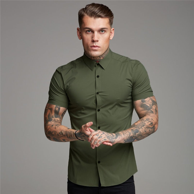 Short Sleeve Button Up Dress Shirt