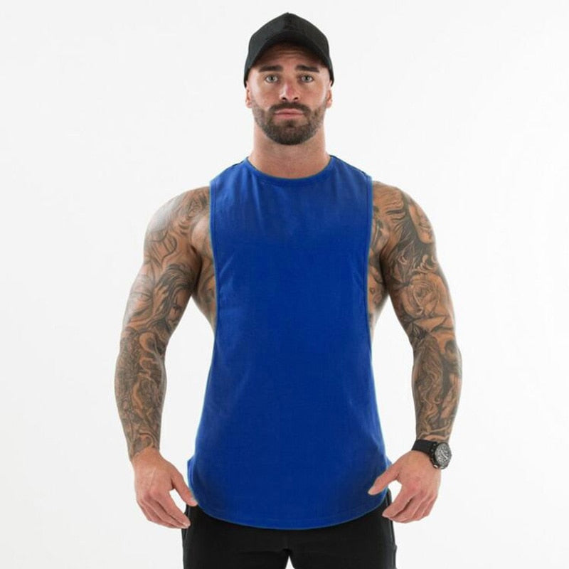 Extended Sleeveless Cotton Activewear T-Shirt