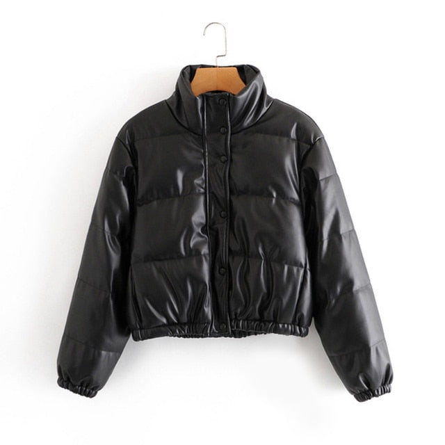 Puff Leather Padded Jacket