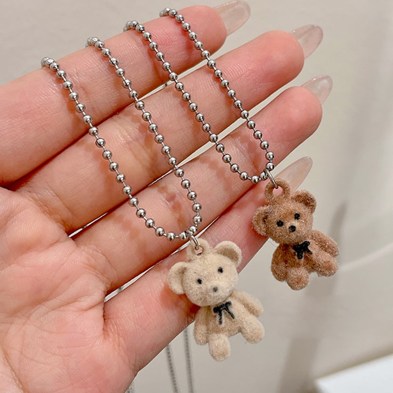 Fuzzy Bear Pendant Necklace