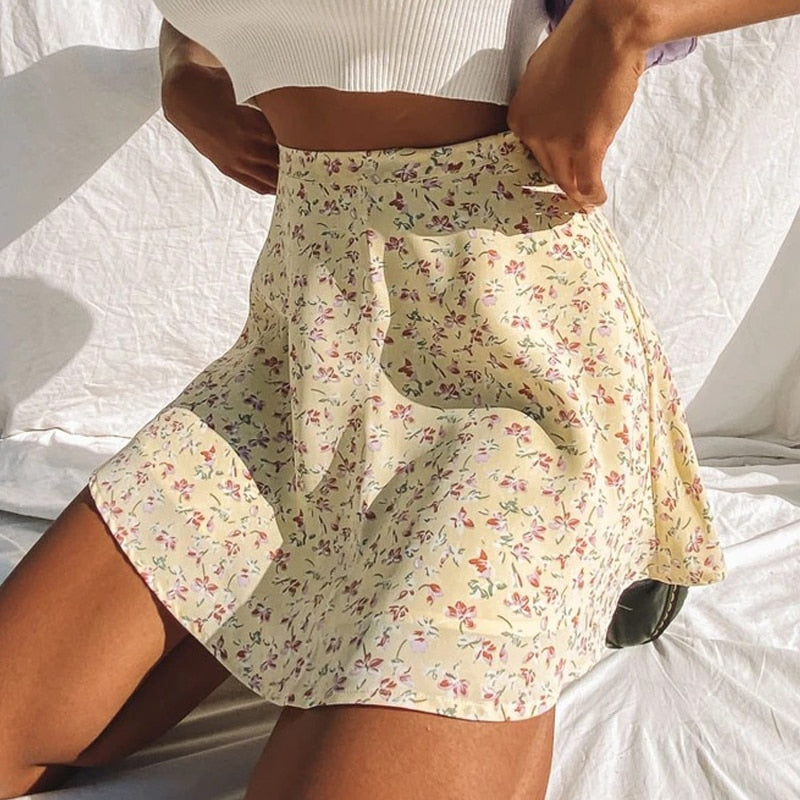 Flower Print Mini Skirt